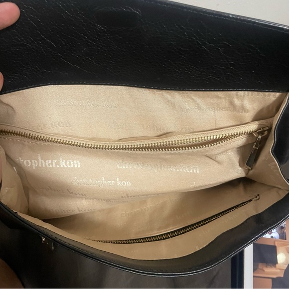 Christopher Kon Black Leather Bag Purse - Picture 5 of 8